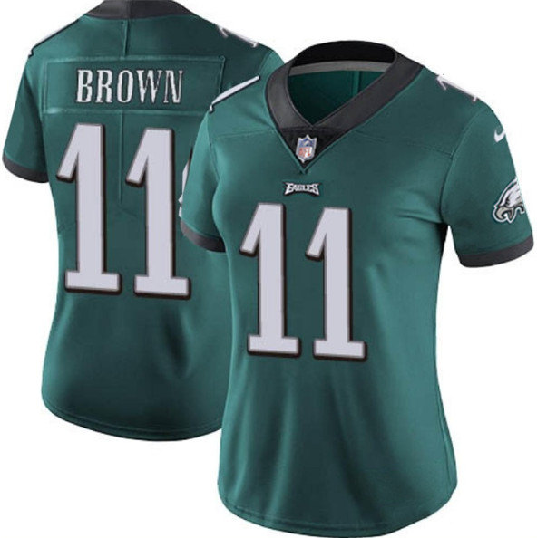 Women's Philadelphia Eagles #11 A.J. Brown Green Vapor Untouchable Limited Stitched Football Jersey(Run Small)